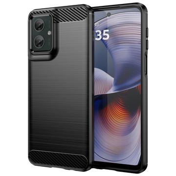 Capa de TPU Escovado para Motorola Moto G55 - Fibra de Carbono - Preto