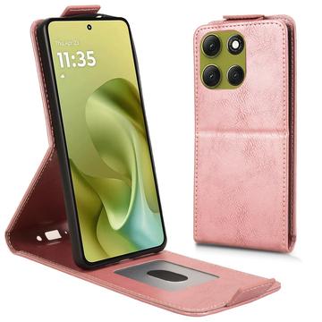 Capa flip vertical com suporte para Motorola Moto G86 - Cor-de-Rosa Dourado