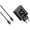 Carregador de parede Motorola TurboPower 125W Duas portas USB-C com cabo USB-C - Preto
