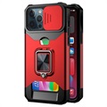 Capa Híbrida Multifuncional 4-em-1 para iPhone 13 Pro Max - Vermelho
