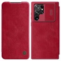 Bolsa Tipo Flip Nillkin Qin para Samsung Galaxy S22 Ultra 5G - Vermelho