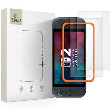 Nintendo Switch 2 Tech-Protect Easy Set+ Protetor de ecrã de vidro temperado - 9H - 2 peças.