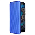 Bolsa Flip para Nokia C1 Plus - Fibra de Carbono - Azul