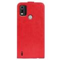 Bolsa Tipo Flip Vertical com Ranhura para Cartão para Nokia C21 Plus - Vermelho