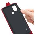 Bolsa Tipo Flip Vertical com Ranhura para Cartão para Nokia C21 Plus - Vermelho