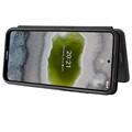 Bolsa Flip para Nokia X10/X20 - Fibra de Carbono - Preto