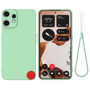 Capa de silicone líquido com correia de mão para Nothing CMF Phone 2 Pro - Verde