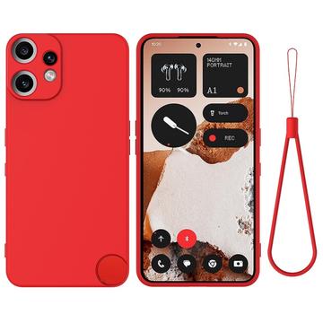 Capa de silicone líquido com correia de mão para Nothing CMF Phone 2 Pro - Vermelho