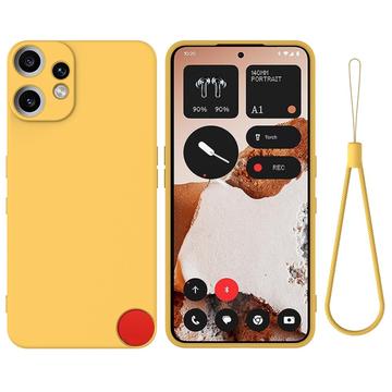 Capa de silicone líquido com correia de mão para Nothing CMF Phone 2 Pro - Amarelo