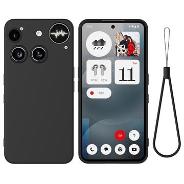 Capa de silicone líquido com correia de mão para Nothing Phone (3) - Preto