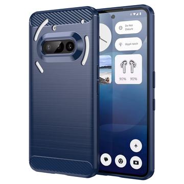Capa de TPU Escovado para Nothing Phone (3a) - Fibra de Carbono - Azul