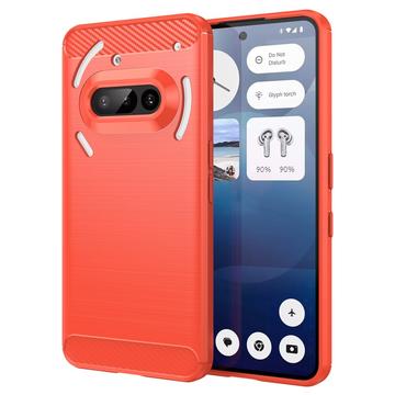 Capa de TPU Escovado para Nothing Phone (3a) - Fibra de Carbono - Vermelho