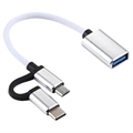 Adaptador em T Goobay USB 3.0 para MicroUSB e USB-C - Branco