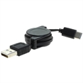 Cabo de Dados Enrolável OTB USB-A 2.0 / USB-C - 70cm - Preto