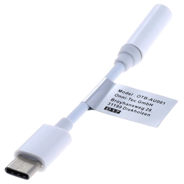 Cabo Adaptador de Áudio OTB USB-C / 3.5mm - Branco