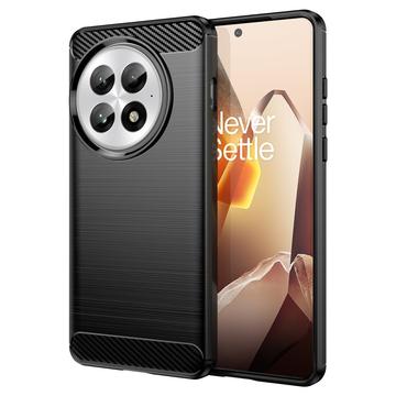 Capa de TPU Escovado para OnePlus 13 - Fibra de Carbono - Preto