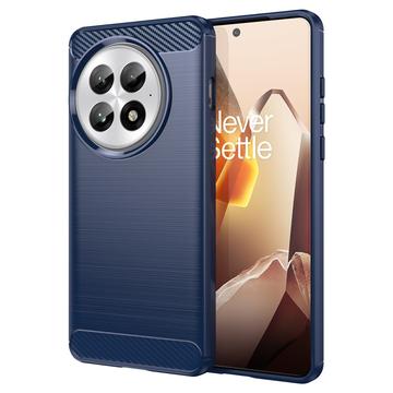 Capa de TPU Escovado para OnePlus 13 - Fibra de Carbono - Azul