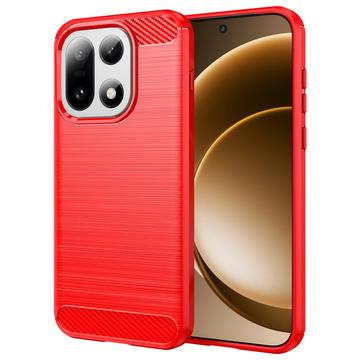 Capa de TPU Escovado para OnePlus 15 - Fibra de Carbono - Vermelho