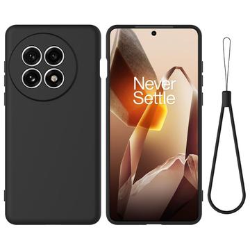 Capa de silicone líquido com correia de mão para OnePlus Ace 5/5 Pro/13R - Preto