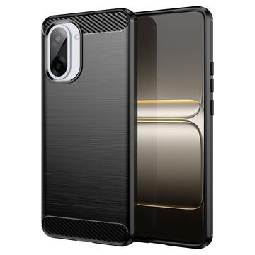 Capa de TPU Escovado para OnePlus Ace 5 Racing/Nord CE5 - Fibra de Carbono - Preto