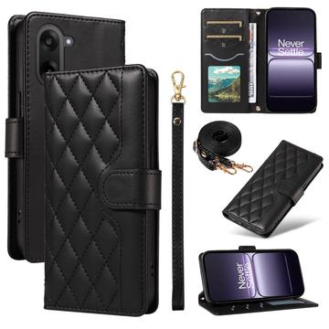 Capa de carteira acolchoada luxuosa para OnePlus Ace 5 Racing/Nord CE5 - Preto