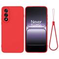 Capa de silicone líquido com correia de mão para OnePlus Nord 5 - Vermelho