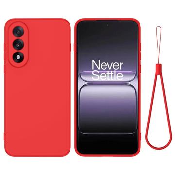 Capa de silicone líquido com correia de mão para OnePlus Nord 5 - Vermelho