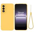 Capa de silicone líquido com correia de mão para OnePlus Nord 5 - Amarelo
