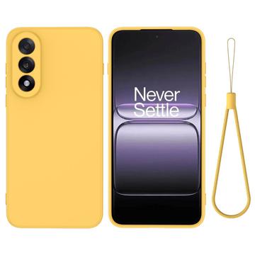 Capa de silicone líquido com correia de mão para OnePlus Nord 5 - Amarelo