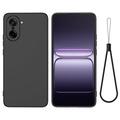 Capa de silicone líquido com correia de mão para OnePlus Nord CE5 - Preto