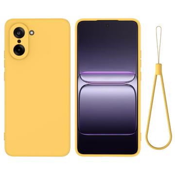 Capa de silicone líquido com correia de mão para OnePlus Nord CE5 - Amarelo