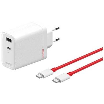 Adaptador de corrente OnePlus SuperVOOC 120W GAN de duas portas - Branco