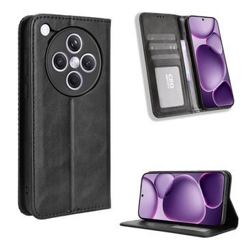 Bolsa Tipo Carteira Retro para Oppo Find X8s+ - Preto