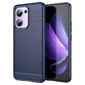 Capa de TPU Escovado para Oppo Reno13 F - Fibra de Carbono - Azul