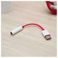 Cabo Adaptador USB-C / 3.5mm OnePlus - Bulk - Vermelho / Branco