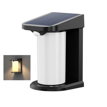 Lâmpada LED solar para exterior / Luz de parede com sensor de movimento PIR YH0619-PIR - Branco quente