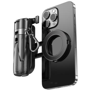 P15-C Bastão magnético para selfies 2 em 1 e suporte para tripé com luz RGB - Preto