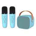 Coluna de som bluetooth P2 para karaoke infantil com 2 microfones - Azul