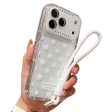 Capa PC / TPU para iPhone 17 Pro com película para lente e correia - Polka Dot