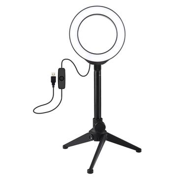 PULUZ 4.7" 12cm Anel de luz + tripé de mesa para selfie, montagem em bastão, luz branca usb, led, anel, vlogging, fotografia, kits de luzes de vídeo