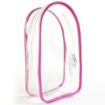 Saco de armazenamento em PVC com porta-chaves para peluches e miniaturas Labubu de 17cm - Rosa choque / Transparente