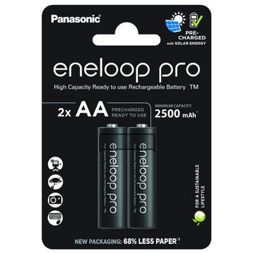 Pilhas AA recarregáveis Panasonic Eneloop Pro BK-3HCDE/2CP 2500mAh - 2 unidades.