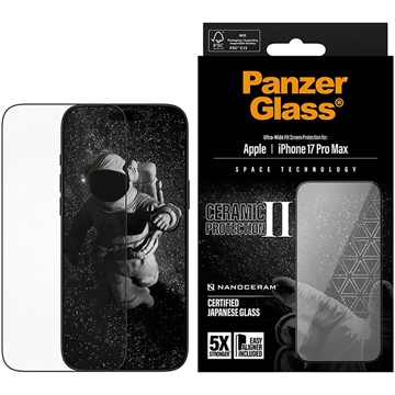 Protetor de ecrã PanzerGlass Ceramic II Protection Ultra-Wide Fit EasyAligner para iPhone 17 Pro Max - 9H - Bordo preto