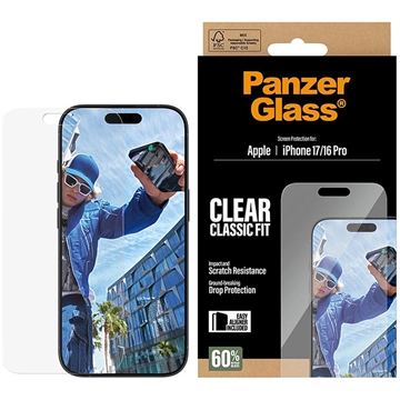 Protetor de ecrã de vidro temperado PanzerGlass Classic Fit EasyAligner para iPhone 17/16 Pro - 9H