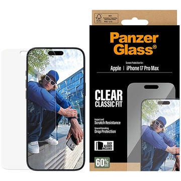 Protetor de ecrã de vidro temperado PanzerGlass Classic Fit EasyAligner para iPhone 17 Pro Max - 9H
