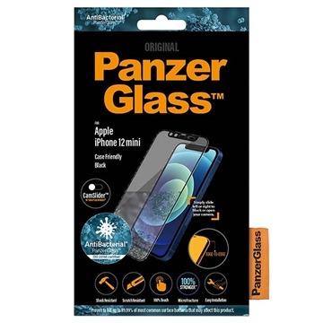 Protetor de Ecrã PanzerGlass Case Friendly CamSlider para iPhone 12 Mini - Borda Preta
