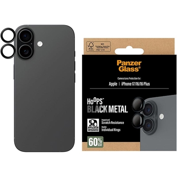 Protetor de lente de câmara iPhone 17/16/16 Plus PanzerGlass Hoops - Preto