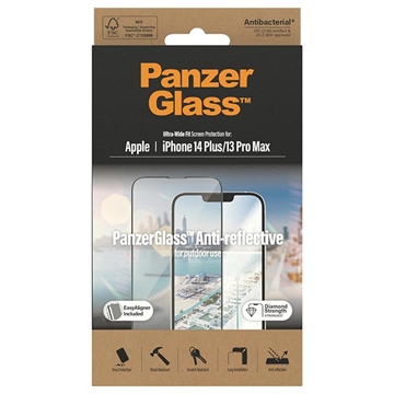 Protetor de Ecrã PanzerGlass Ultra-Wide Fit Anti-Reflective EasyAligner para iPhone 13 Pro Max/14 Plus - Preto
