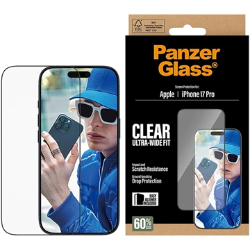 Protetor de Ecrã PanzerGlass Ultra-Wide Fit EasyAligner para iPhone 17 Pro - Bordo preto
