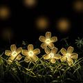 Luz de flor de pêssego 50-LED 8-Mode Solar String Light Jardim Caminho Quintal Decoração Lâmpada - Branco quente